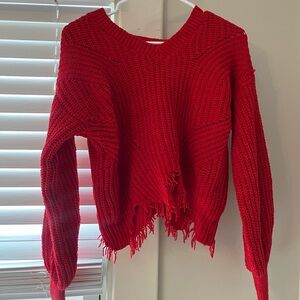 No Boundaries Vibrant Red Knit Top